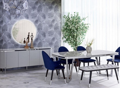 Dining room set consists of dining table 4x chairs mirror sideboard stool 8 pieces